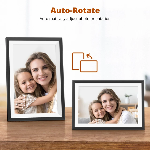 Alt view image 7 of 7 - 10.1'' WiFi Digital Picture Frame with Dual Swappable Snap Frames 1280×800 HD IPS Touch Screen, Auto-Rotate, Instantly Share Photos/Videos via Free App, Gift for Birthday, Wedding, Mom