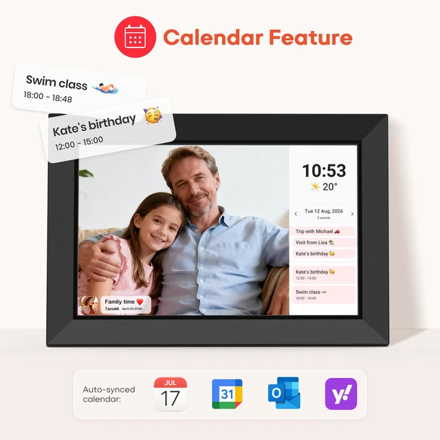 Alt view image 6 of 7 - Frameo 10.1 Inch WiFi Digital Picture Frame with 32GB Memory, 1280 x 800 IPS Touch Screen Smart Electronic Photo Frame, Wall Mountable, Auto-Rotate, Share Photos/Videos Via Frameo App from Anywhere