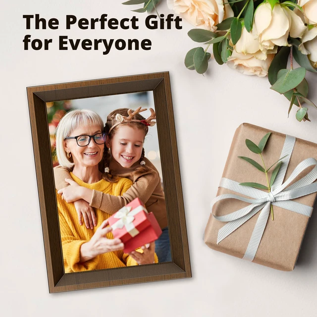 Alt view image 7 of 7 - Digital Picture Frame -10.1 WiFi Digital Photo Frame for Gifts,Show Videos on Auto-Rotate & Wall-Mountable Touch Screen Frame,Easy Share, Send via Phone APP, Email,Wood Brown