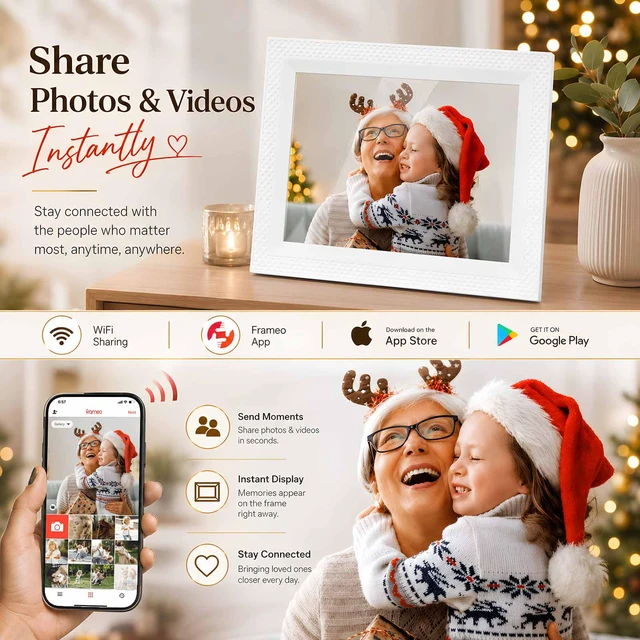 Alt view image 2 of 7 - Frameo Digital Picture Frame 10.1" Digital Calendar 2-in-1|WiFi Smart Photo Frame16GB with 1280x800 HD Touchscreen|Sync Family Calendars Planner|Share Photos/Videos from Phone|Gifts for Mom Parents