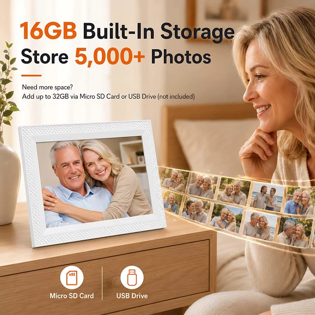 Alt view image 6 of 7 - Frameo Digital Picture Frame 10.1" Digital Calendar 2-in-1|WiFi Smart Photo Frame16GB with 1280x800 HD Touchscreen|Sync Family Calendars Planner|Share Photos/Videos from Phone|Gifts for Mom Parents