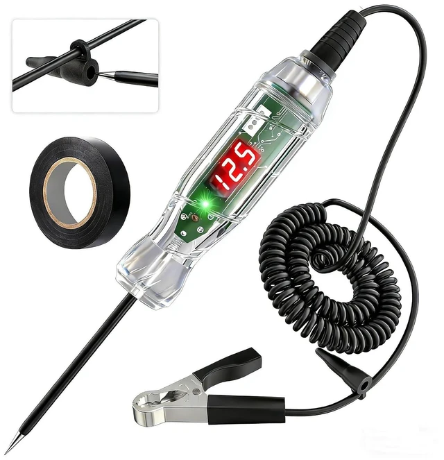 Main image of Automotive Test Light P60 3-70V LED Digital Voltage Display, Circuit Tester with Voltmeter & Dual Polarity Indicator Light, Tester Electric, Bidirectional Voltage Tester w/Stainless Probe