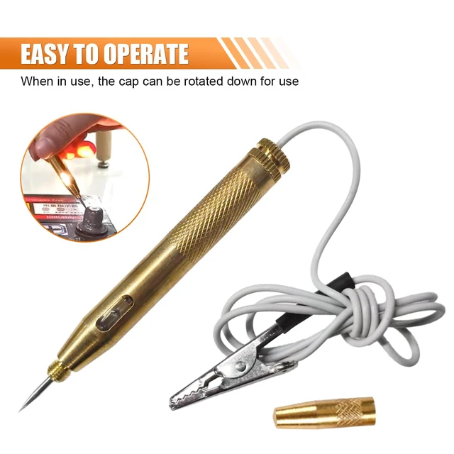 Alt view image 4 of 6 - Test Light Automotive, 6V 12V 24V Car Voltage Circuit Tester Pen, Auto Bidirectional Light Tester with LED Lamp Long Probe Extended Wire, Electrical Voltage Tester for Car SUV Truck (Metal)