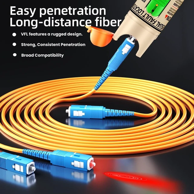 Alt view image 2 of 7 - Visual Fault Locator,30-50KM Fiber Optic Cable Tester Meter VFL Red Light Pen Light Source Testers