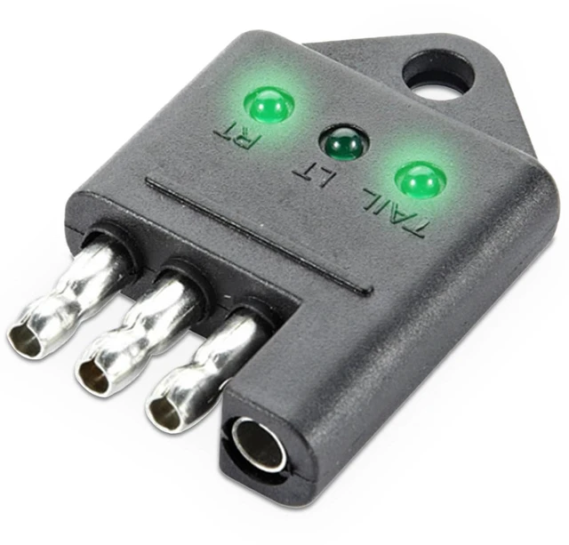 Main image of 4 Pin Trailer Plug Tester, 4 Way Flat Trailer Circuit Tester with LED Indicators, Straight Trailer Light Wiring Testers, Trailer Tester Connector for Turn Signal Tail Lights Trouble Shooter