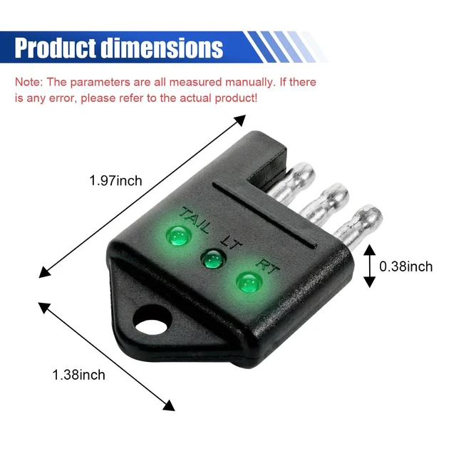 Alt view image 2 of 6 - 4 Pin Trailer Plug Tester, 4 Way Flat Trailer Circuit Tester with LED Indicators, Straight Trailer Light Wiring Testers, Trailer Tester Connector for Turn Signal Tail Lights Trouble Shooter