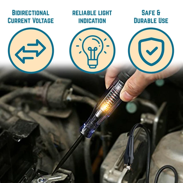 Alt view image 5 of 7 - Voltage Continuity & Current Tester 54inch 4.5feet 1PK 6-12 V DC 24 V AC Tester Car Electric Test Pen Heavy Duty Light Fuse Tester Automotive Circuit Tester Vehicle Circuits Low DC Voltage