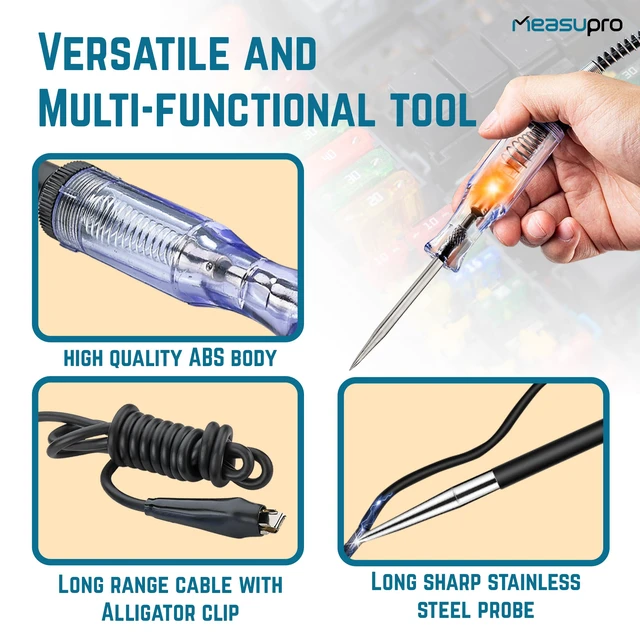 Alt view image 6 of 7 - Voltage Continuity & Current Tester 54inch 4.5feet 1PK 6-12 V DC 24 V AC Tester Car Electric Test Pen Heavy Duty Light Fuse Tester Automotive Circuit Tester Vehicle Circuits Low DC Voltage