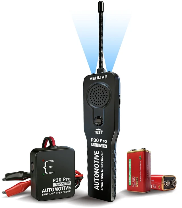 Main image of P30 Pro Circuit Tracer with Dual LED Lights, Automotive Electrical Open & Short Finder, Fault Probe Cable Tester, Diagnostic Tool for Vehicle Wiring Repair, Cable Toner, DC 6-42V(With Battery)