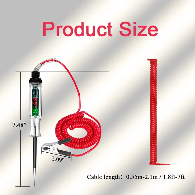 Alt view image 2 of 7 - Automotive Test Light with 3-24V LED Digital Display | Circuit Tester Automotive with Dual Color Polarity Indicator, Electrical Test Pen with Sharp Hard Steel Probe for Car RV Fuse