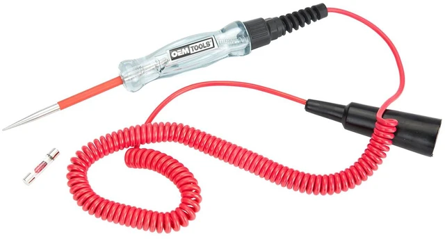Main image of 25886 Circuit Tester 6-24 Volt, Black and Red, Live Wire Tester Electrical Tool, 12V Test Light Automotive Test, LED Test Light for Car Tests