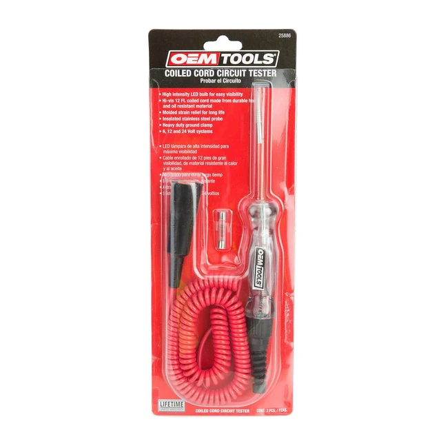 Alt view image 3 of 3 - 25886 Circuit Tester 6-24 Volt, Black and Red, Live Wire Tester Electrical Tool, 12V Test Light Automotive Test, LED Test Light for Car Tests