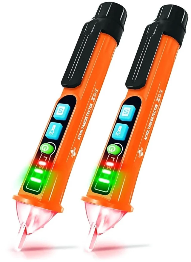 Main image of Non Contact Voltage Tester (2 Pack Orange) | Electric Electricity Tester Pen,Dual Range AC 12V/48V-1000V,Live Wire Tester with LED Flashlight,Buzzer