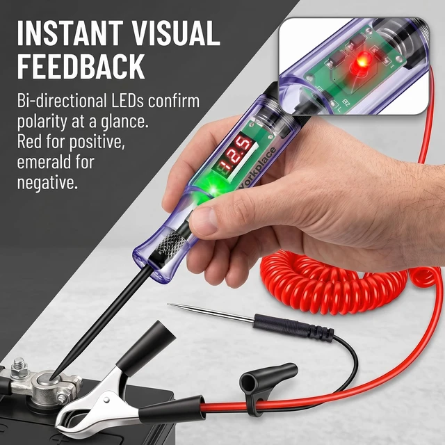 Alt view image 4 of 7 - Automotive Circuit Tester with 3-120V LED Voltmeter, Car Test Light Dual Polarity Indicator & Long Probe, Fuse Checker RV Marine Tool