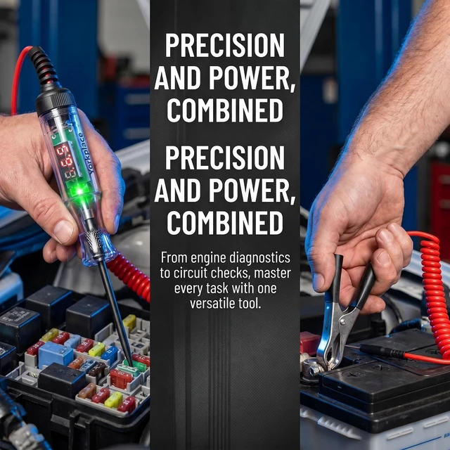 Alt view image 3 of 7 - Automotive Circuit Tester with 3-120V LED Voltmeter, Car Test Light Dual Polarity Indicator & Long Probe, Fuse Checker RV Marine Tool