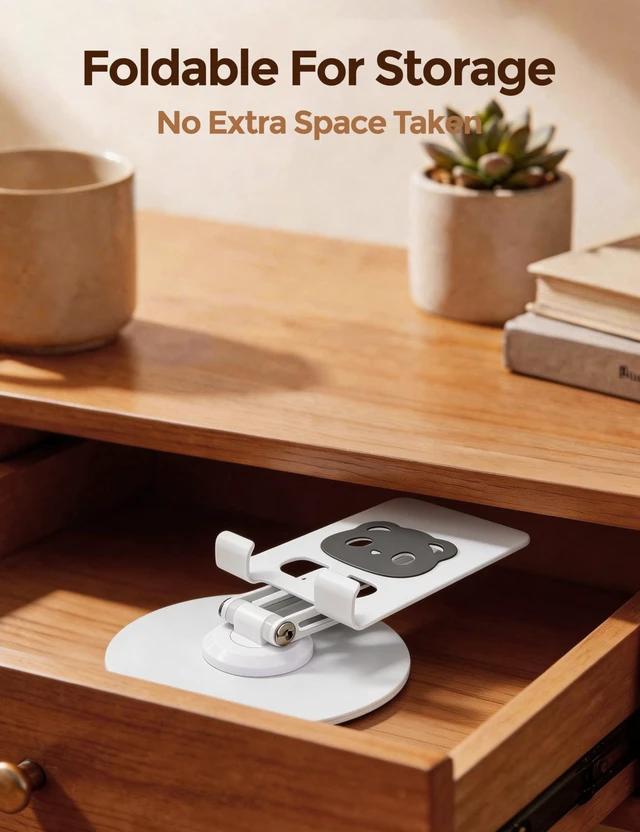 Alt view image 7 of 7 - All-Metal 360° Rotating Desk Phone Stand for 4-8" Phones & iPad | Weighted Carbon Steel Base, 360° Rotating, Anti-Slip, Case-Friendly, Heat Dissipation, Scratch Resistant