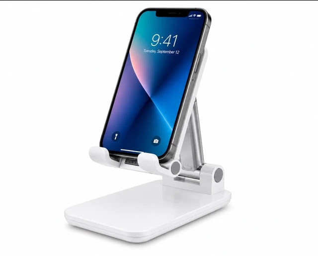Alt view image 2 of 5 - Adjustable Phone Stand for Desk, Foldable Cell Phone Holder, Portable Non-Slip Stand for iPhone, Samsung, Tablet Nexora