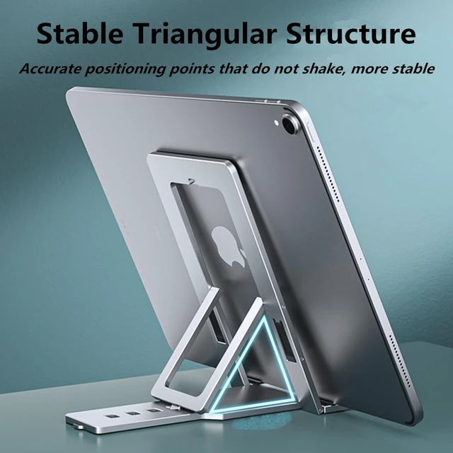 Alt view image 3 of 7 - Portable Phone Stand for Desk, Aluminum Adjustable Cell Phone Holder, Foldable Travel Cellphone Dock Compatible with All Phones (A-Silver)