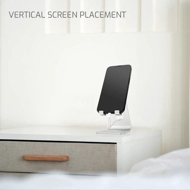 Alt view image 6 of 7 - Silver Foldable Aluminum Alloy Cell Phone Holder,Tabletop Metal Phone Stand with Adjustable Angle by Swivel Axis,Smartphone Cradle
