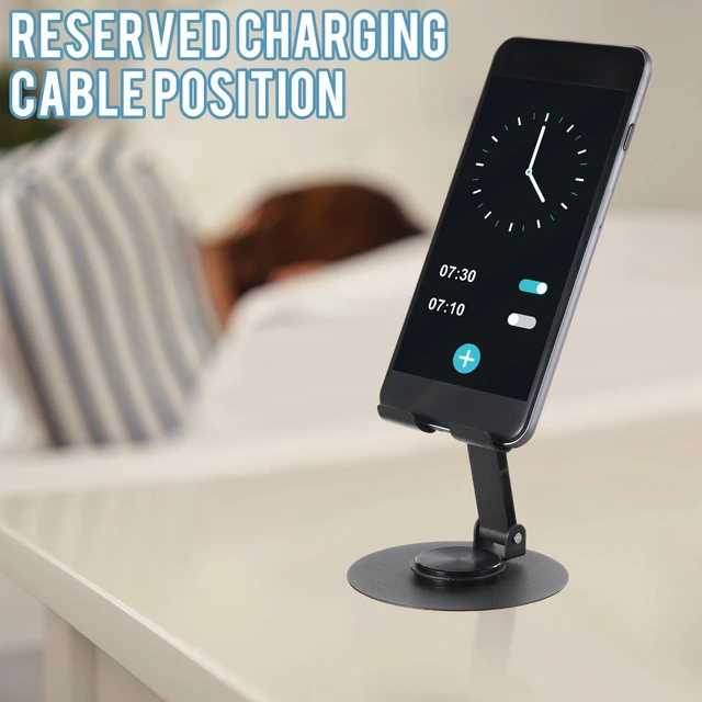 Alt view image 6 of 7 - 12 Pcs Phone Stands Dual Folding Compatible with All Tablet, Grey | 360 Rotating Adjustable Holders, Aluminum Base, Foldable Portable, Stable Video Calls, Bulk Office Home Desk Use