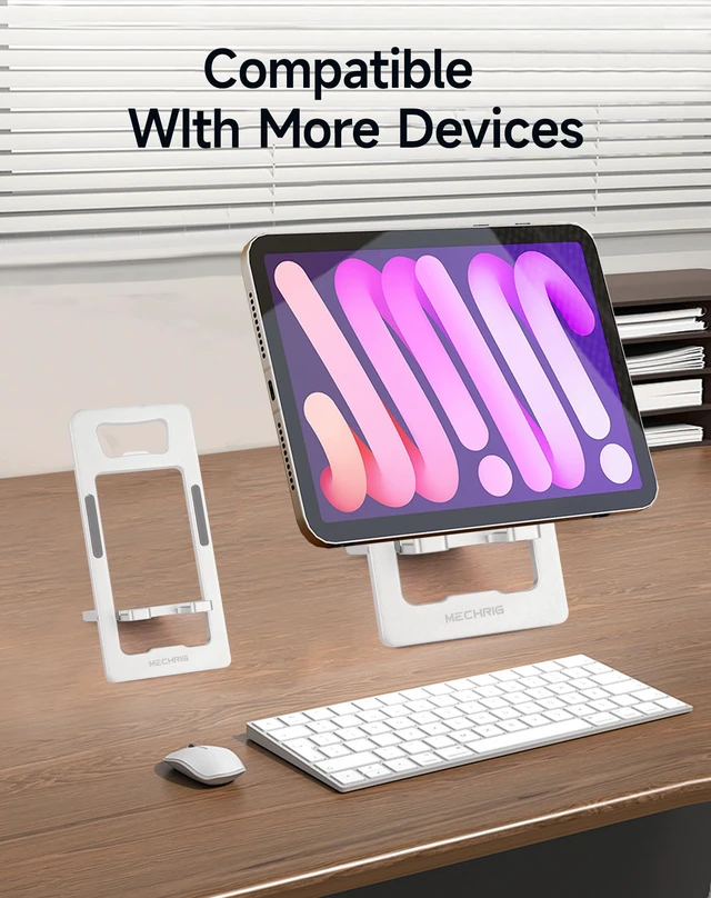 Alt view image 2 of 7 - 2PCS Foldable Cell Phone Stand - Adjustable Aluminum Phone Holder for Desk & Travel Compatible with iPhone 16/15/14 Pro Max Samsung S24/Kindle (Space Gray)-SJ021