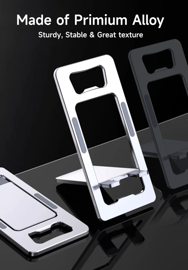 Alt view image 3 of 7 - 2PCS Foldable Cell Phone Stand - Adjustable Aluminum Phone Holder for Desk & Travel Compatible with iPhone 16/15/14 Pro Max Samsung S24/Kindle (Space Gray)-SJ021