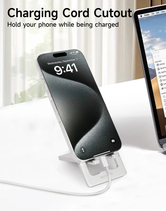 Alt view image 7 of 7 - 2PCS Foldable Cell Phone Stand - Adjustable Aluminum Phone Holder for Desk & Travel Compatible with iPhone 16/15/14 Pro Max Samsung S24/Kindle (Space Gray)-SJ021