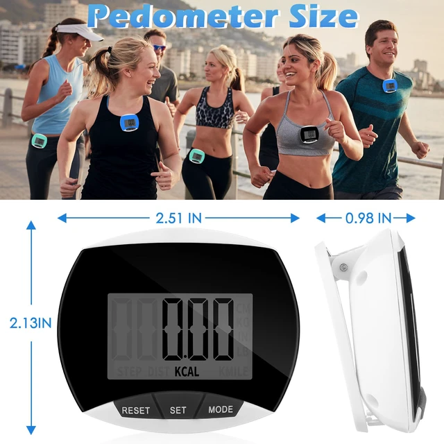 Alt view image 2 of 6 - 9 Pcs Simple Pedometers Bulk for Walking Steps and Miles Walking Step Counters with Calories Burned Portable Clip Step Tracker for Seniors Man Women Jogging Hiking Running (Black, Green, Blue)