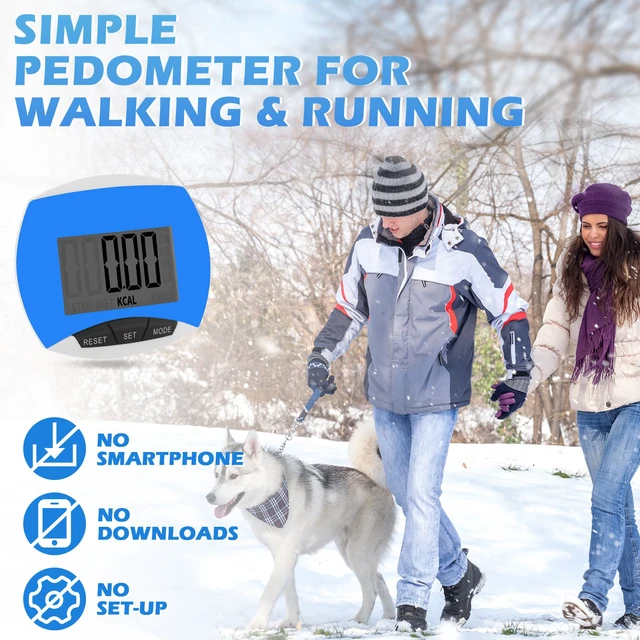 Alt view image 3 of 6 - 9 Pcs Simple Pedometers Bulk for Walking Steps and Miles Walking Step Counters with Calories Burned Portable Clip Step Tracker for Seniors Man Women Jogging Hiking Running (Black, Green, Blue)