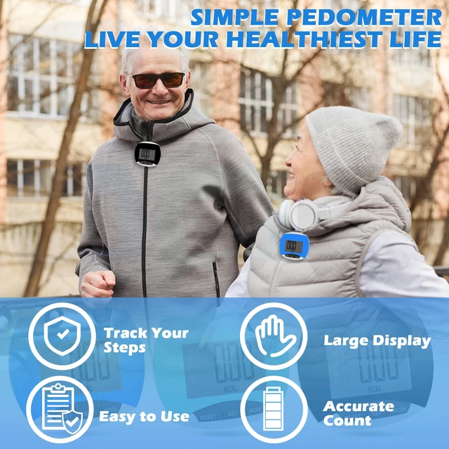 Alt view image 5 of 6 - 9 Pcs Simple Pedometers Bulk for Walking Steps and Miles Walking Step Counters with Calories Burned Portable Clip Step Tracker for Seniors Man Women Jogging Hiking Running (Black, Green, Blue)