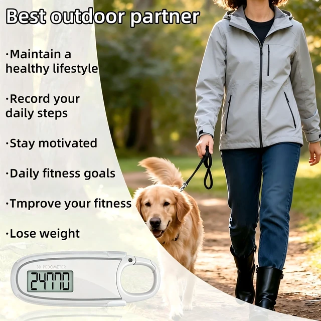 Alt view image 5 of 7 - Simple 3D Pedometer for Walking & Running, Accurate Step Counter No App Required, Non-Bluetooth Fitness Tracker with Clip, Lanyard & Large Display for Sports, Seniors, Men & Women(Mi-White)