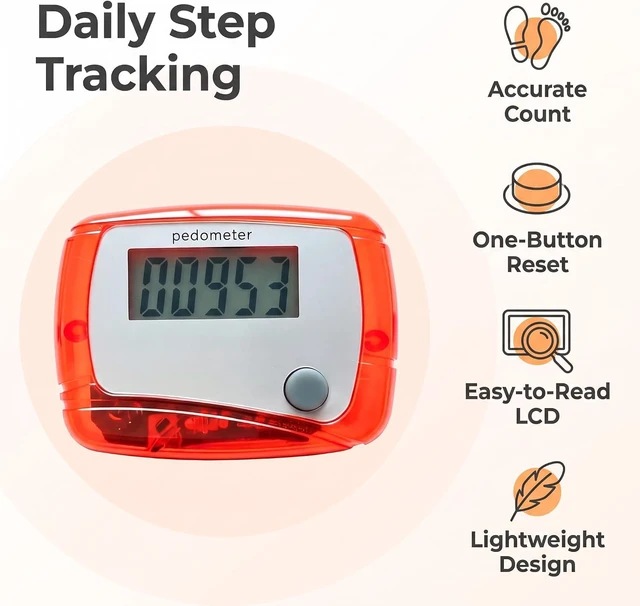 Alt view image 6 of 7 - Red Portable Counter Mini Digital LCD Pedometer Sports Walking Running Step Meter Walking Distance Miles, Calorie Counter, Daily Target Monitor, Exercise Time