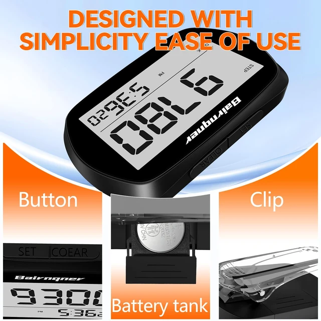 Alt view image 3 of 7 - 3D Pedometer for Walking Step Counter with Clock, Black | Walking Pedometer Step Tracker, Simple Step Counter with Clip Lanyard