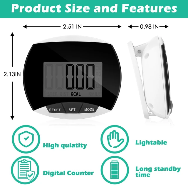 Alt view image 2 of 6 - 12 Pcs Simple Pedometer for Walking Bulk LCD Step Counter with Calories Burned Portable Step Tracker for Women Seniors Jogging Hiking Running Walking, 6 Colors