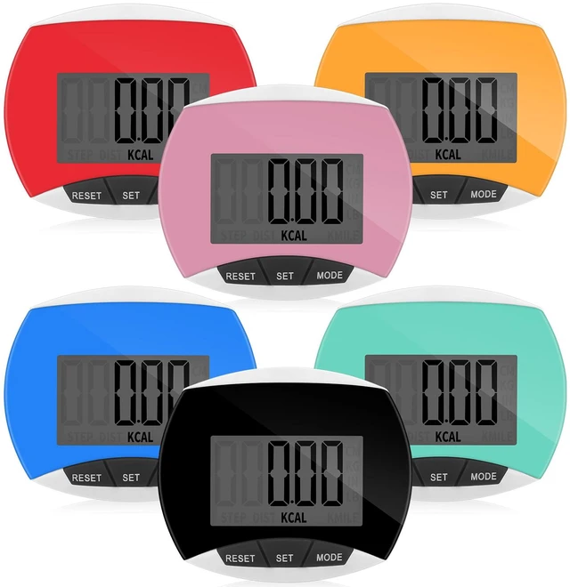 Main image of 6 Pcs Simple Pedometer for Walking Bulk LCD Step Counter with Calories Burned Portable Step Tracker for Women Seniors Jogging Hiking Running Walking, 6 Colors