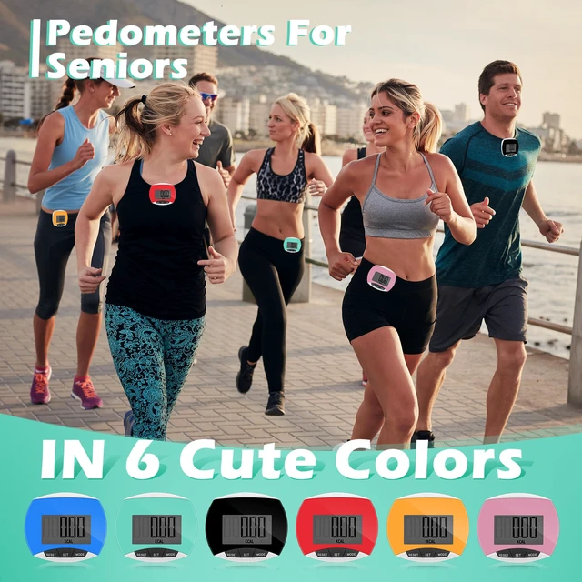 Alt view image 7 of 7 - 6 Pcs Simple Pedometer for Walking Bulk LCD Step Counter with Calories Burned Portable Step Tracker for Women Seniors Jogging Hiking Running Walking, 6 Colors