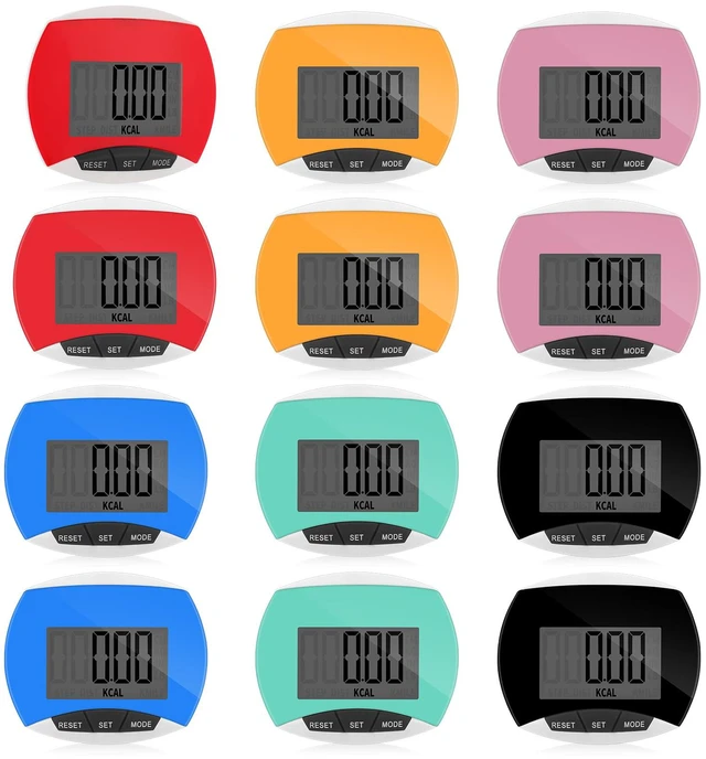 Main image of 12 Pcs Simple Pedometer for Walking Bulk LCD Step Counter with Calories Burned Portable Step Tracker for Women Seniors Jogging Hiking Running Walking, 6 Colors