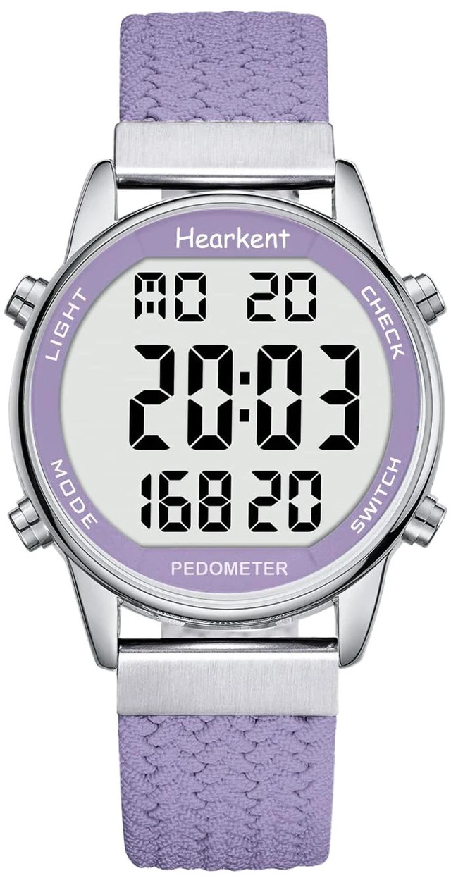 Main image of Ladies Pedometer Watch,Step,Mileage&Calorie Tracker,Large Numbers | Waterproof Fitness Watches Backlight/Countdown/Stopwatch,No Bluetooth or app,Step Counter for Walking,Running-2401 Purple