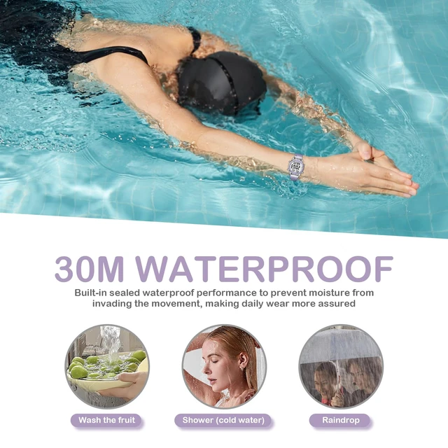 Alt view image 4 of 7 - Ladies Pedometer Watch,Step,Mileage&Calorie Tracker,Large Numbers | Waterproof Fitness Watches Backlight/Countdown/Stopwatch,No Bluetooth or app,Step Counter for Walking,Running-2401 Purple
