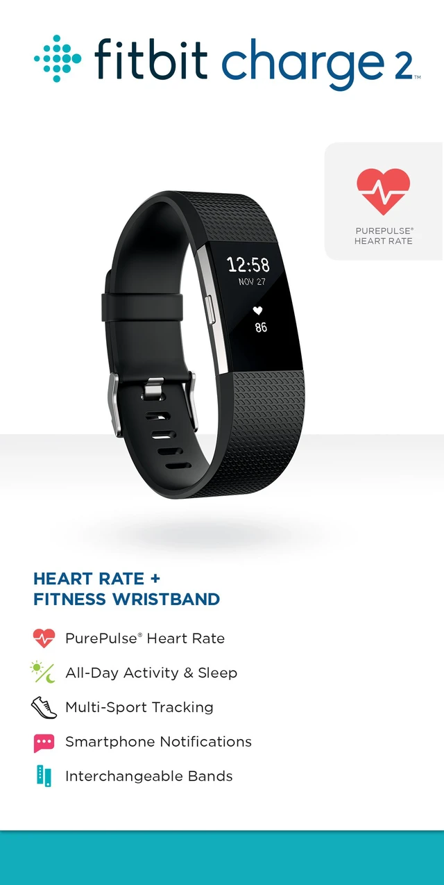 Alt view image 6 of 7 - Charge 2 Heart Rate + Fitness Wristband, Black, Large (US Version), 1 Count