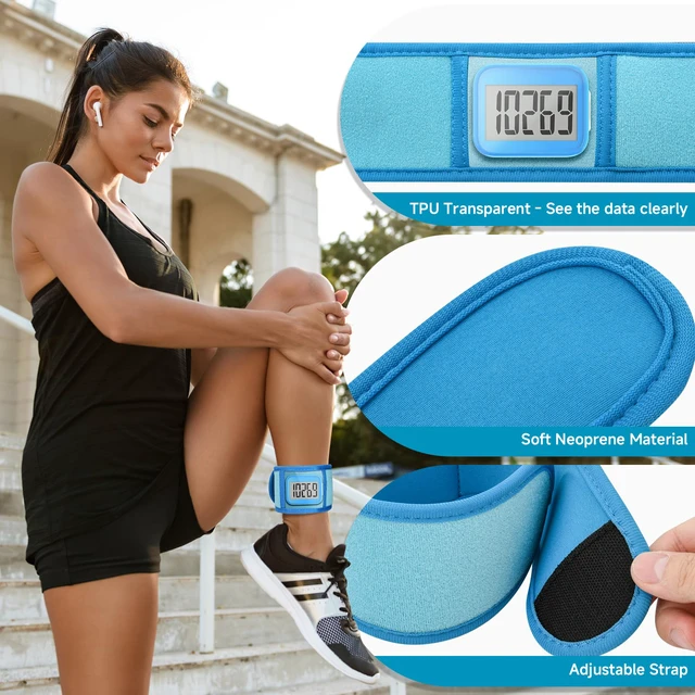 Alt view image 3 of 7 - Ankle Band Compatible with Large Fitness Pedometer, Breathable Sport Ankle Band with Transparent Pouch for Step Counter Accessory (Ocean Blue)