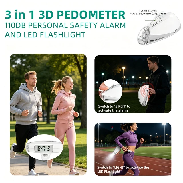 Alt view image 2 of 7 - Simple Step Counter & Personal Safety Alarm Keychain for Women
