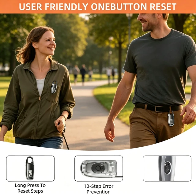 Alt view image 6 of 7 - Simple Step Counter Walking 3D Pedometer with Clip & Lanyard, Step Counter with LCD Display, Clip and Lanyard (Dark)