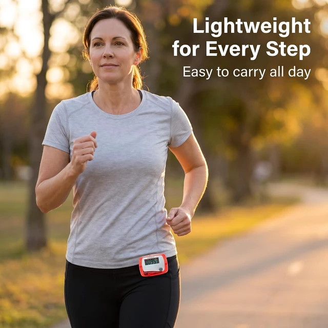 Alt view image 7 of 7 - Red Portable Counter Mini Digital LCD Pedometer Sports Walking Running Step Meter Walking Distance Miles, Calorie Counter, Daily Target Monitor, Exercise Time