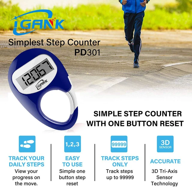 Alt view image 2 of 6 - Simple Walking Pedometer 3D Step Counter for Men Women Kids (Blue)