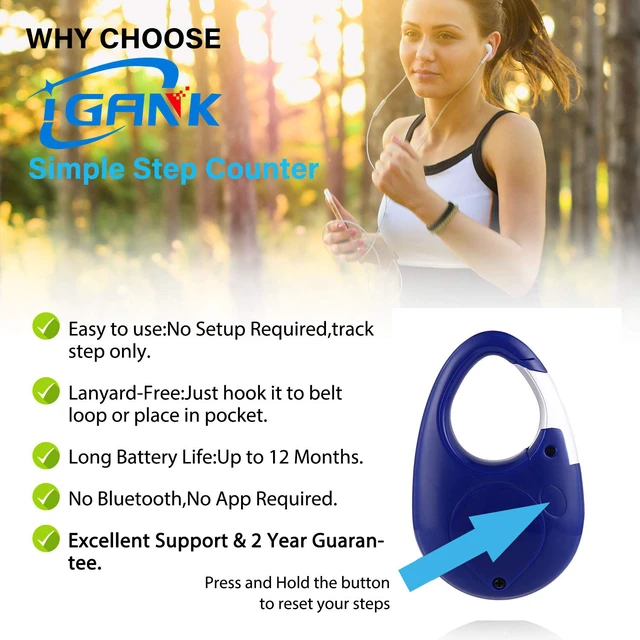 Alt view image 3 of 6 - Simple Walking Pedometer 3D Step Counter for Men Women Kids (Blue)