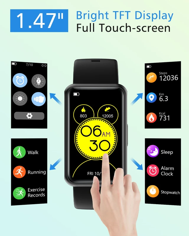 Alt view image 3 of 7 - Fitness Tracker No Bluetooth No APP/Phone Required, Fitness Watch for Men Women Parents Pedometer Watch with Sleep Tracker Steps Counter Alarm Clocks IP68 Waterproof (Black)