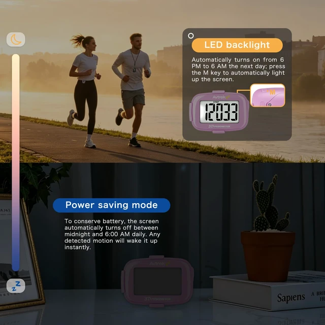 Alt view image 3 of 7 - Accurate 3D Step Counter with LED Backlight Pocket Pedometer for Walking Or Running Outdoor Hiking Activities (Pink)