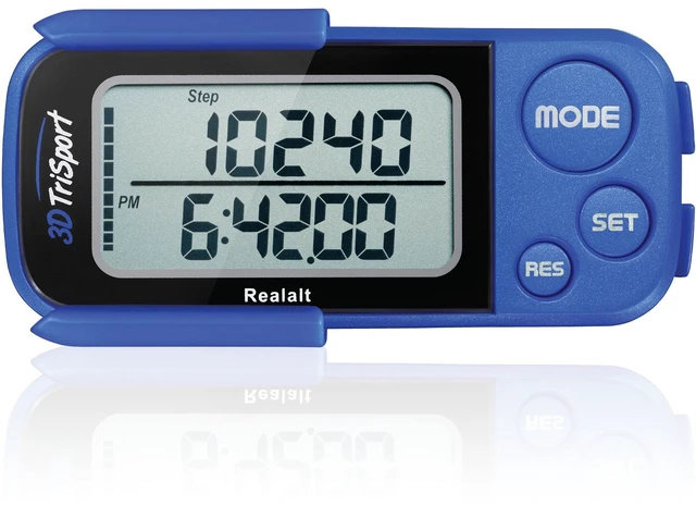 Main image of 3DTriSport 3D Walking Pedometer with Clip & Strap, Accurate Step Counter with 30-Day Memory, Distance in Miles/KM Large Display Perfect for Seniors & Beginners eBook Included - Blue