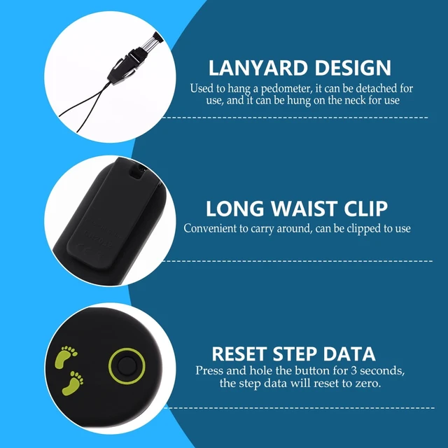 Alt view image 7 of 7 - 3D Pedometer for Walking, Digital Simple Clip on Step Counter with Large Display &Amp; Removable Clip Lanyard, No App Fitness Tracker, Accurate for Women Men Kids Seniors